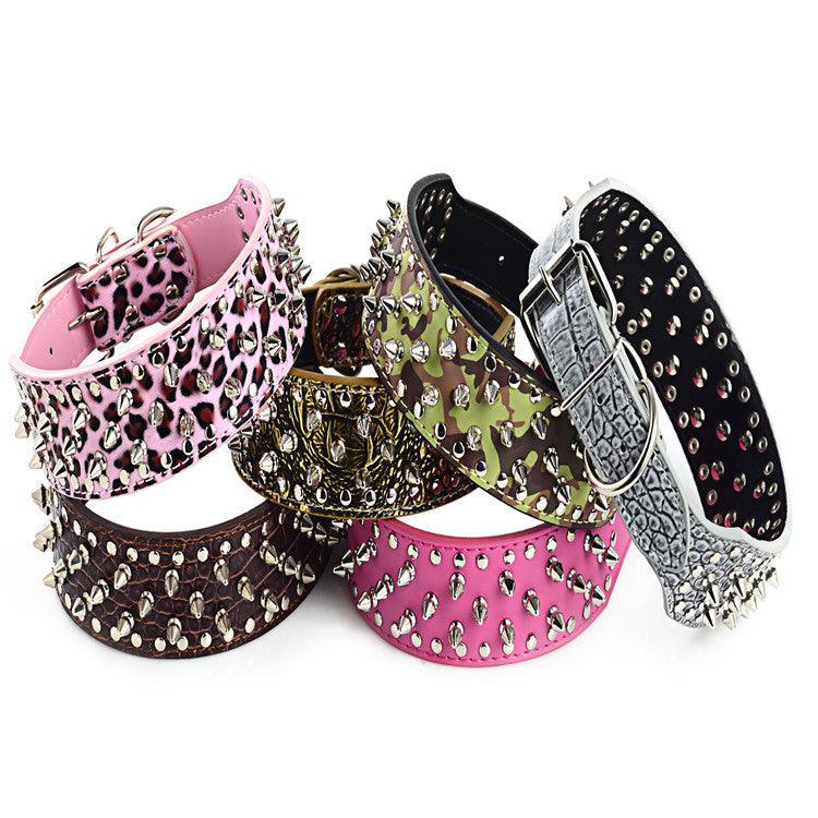 Rugged Rivet-Embellished Collar For Large Dogs-2