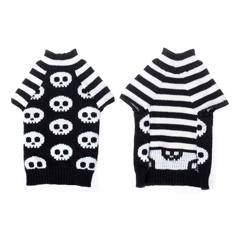 Skull Dog Halloween Sweater - Spooky Pet Fashion For All Seasons-2