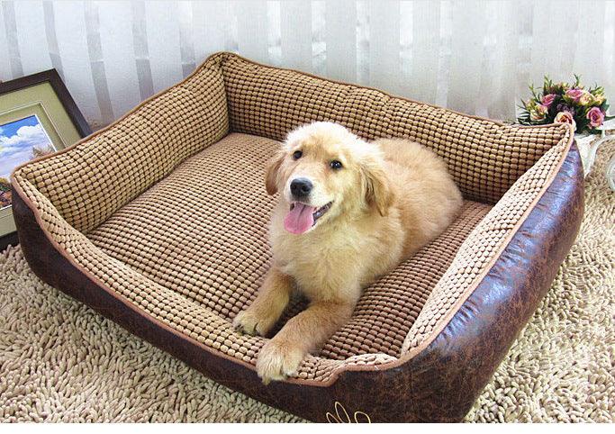 Luxury Suede Dog Bed Set With Free Bone, Blanket, And Summer Mat-2