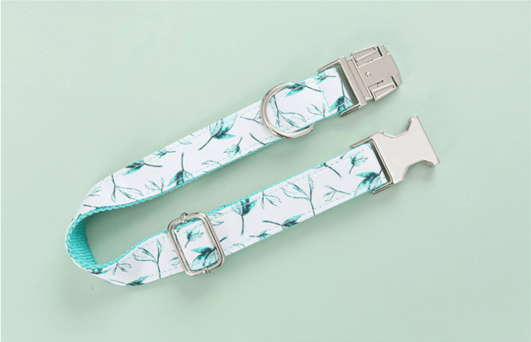 Tropical Leaf Bow Tie Dog Collar Leash Set-4