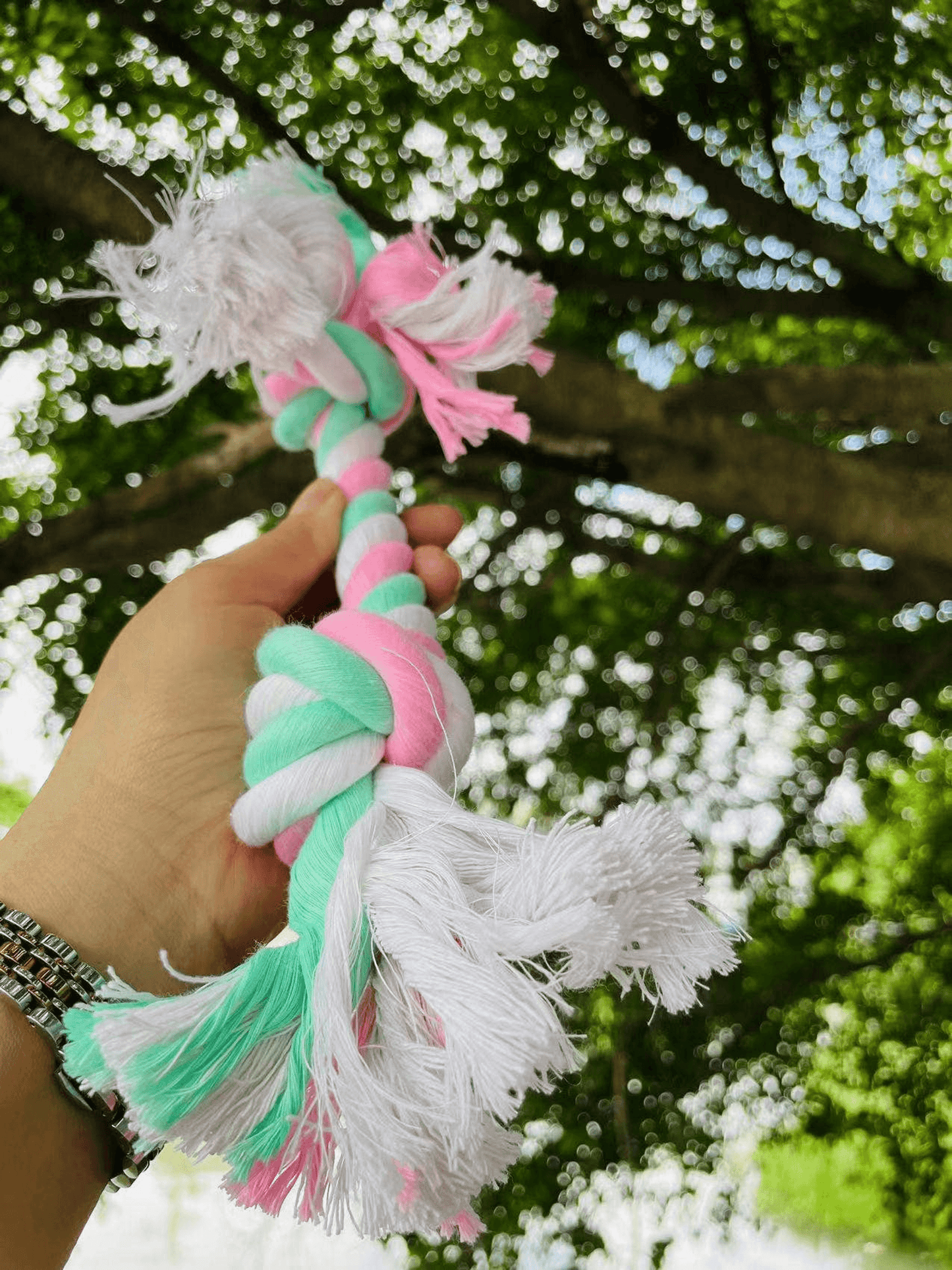 Sustainable Cotton 2-Knot Dog Chew Rope Toy-3