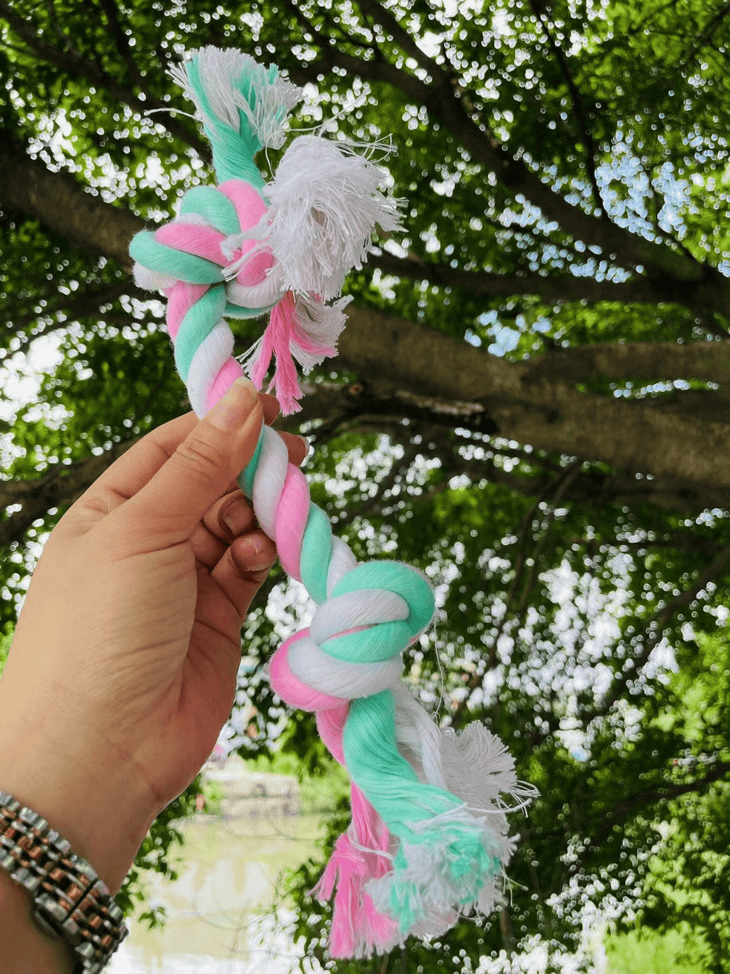 Sustainable Cotton 2-Knot Dog Chew Rope Toy-4