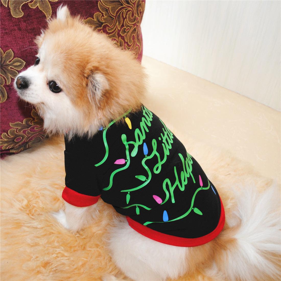Festive Doggie Christmas Lights T-Shirt Vest-3