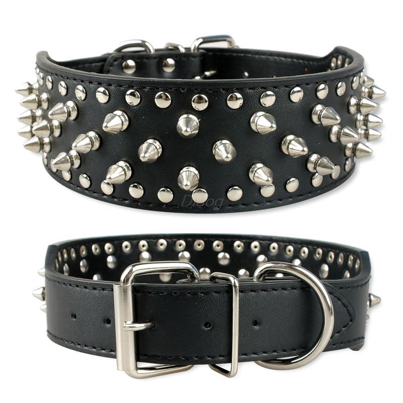 Rugged Rivet-Embellished Collar For Large Dogs-1
