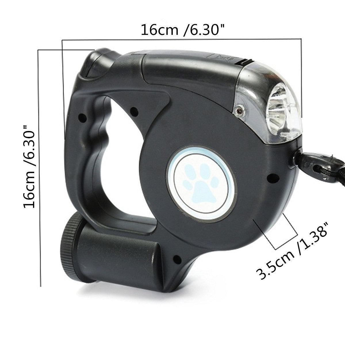 3-In-1 Illuminated Dog Leash With Retractable Garbage Bag-0