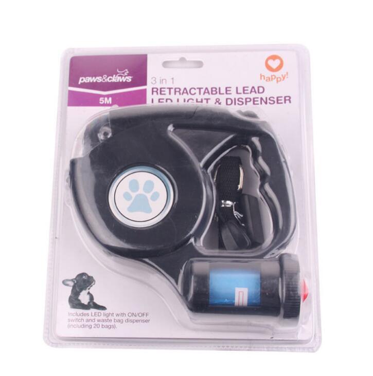 3-In-1 Illuminated Dog Leash With Retractable Garbage Bag-3
