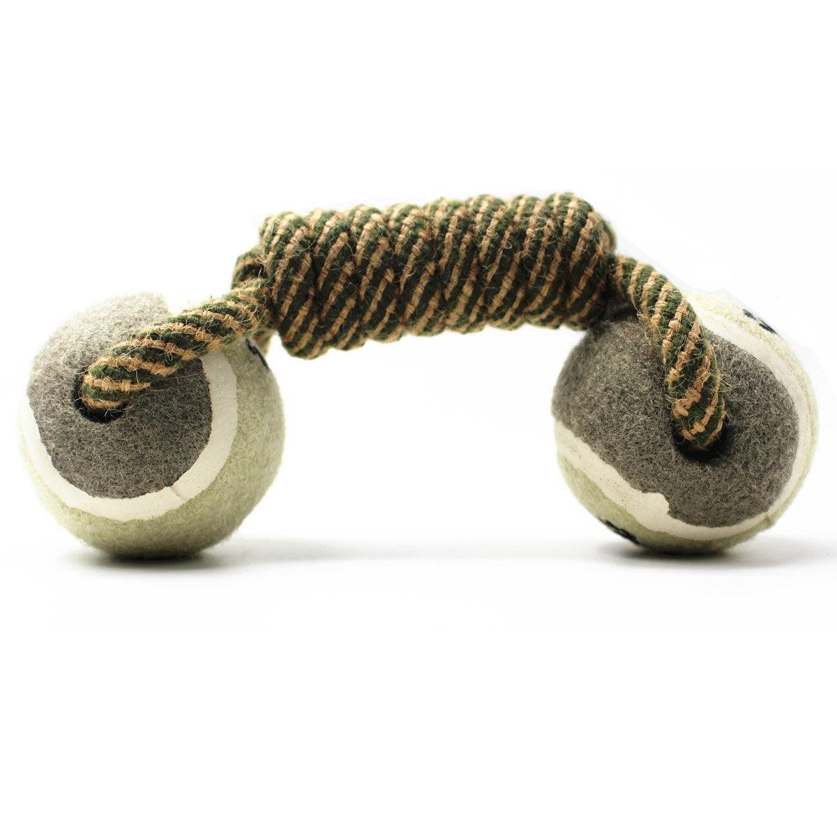 Pet Dental Dumbbell Rope Tennis Ball Chew Toy - Teeth Cleaning Fun-2