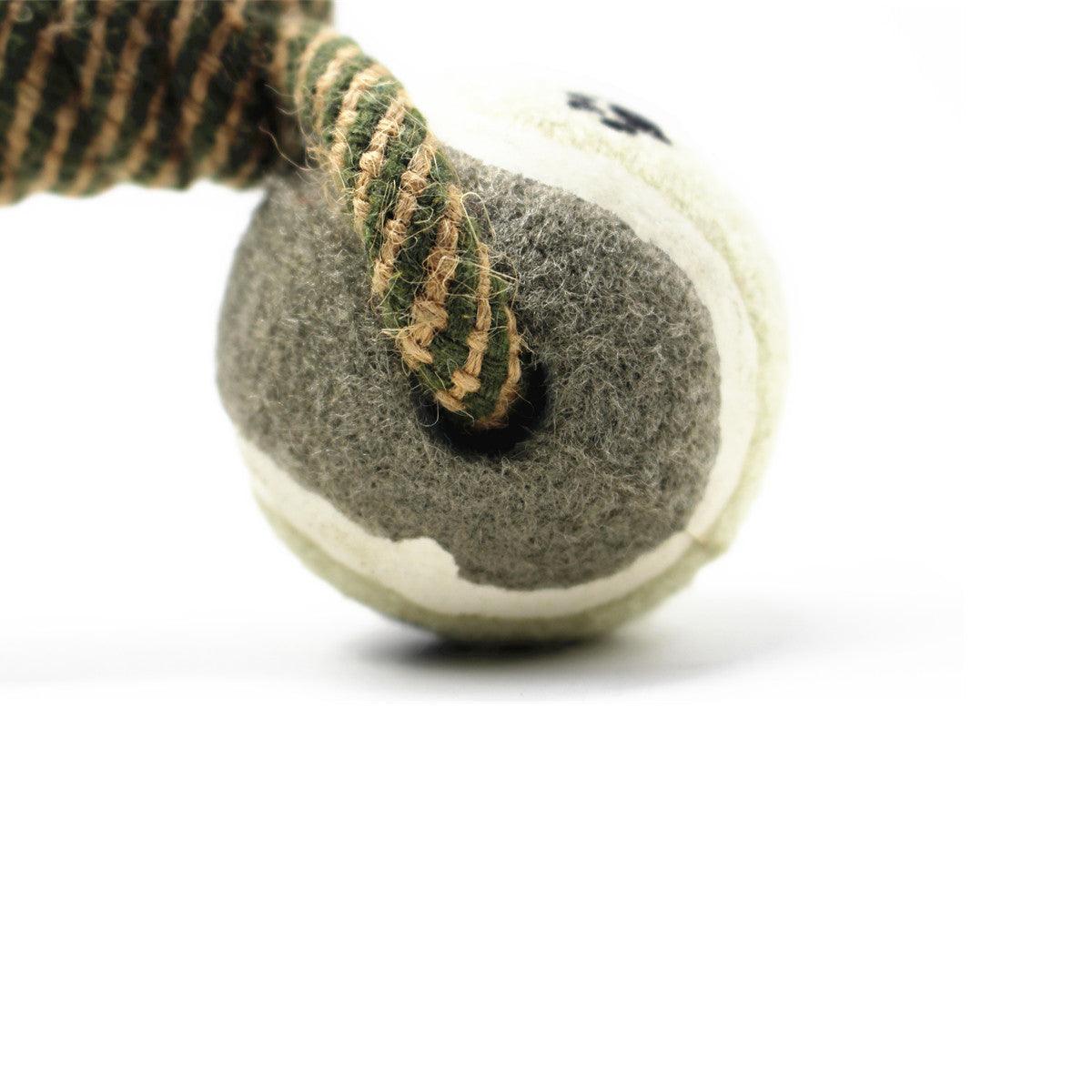 Pet Dental Dumbbell Rope Tennis Ball Chew Toy - Teeth Cleaning Fun-3