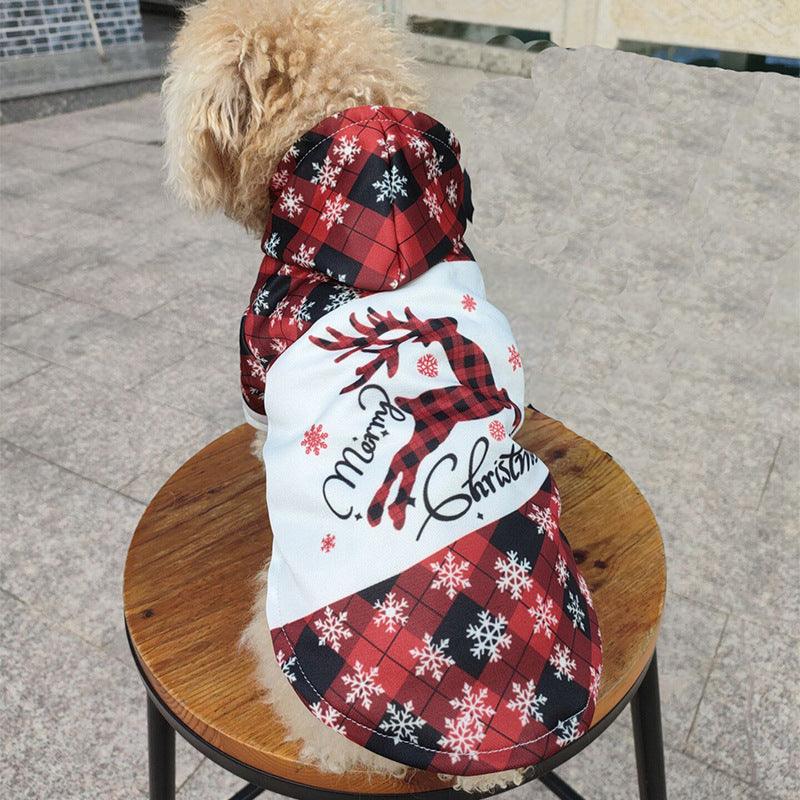 Festive Elk Print Christmas Dog Sweatshirt-0