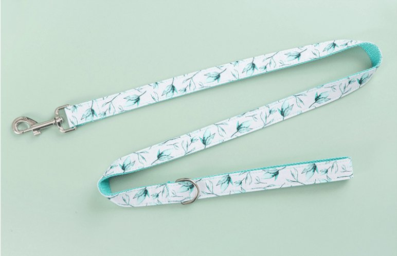 Tropical Leaf Bow Tie Dog Collar Leash Set-2