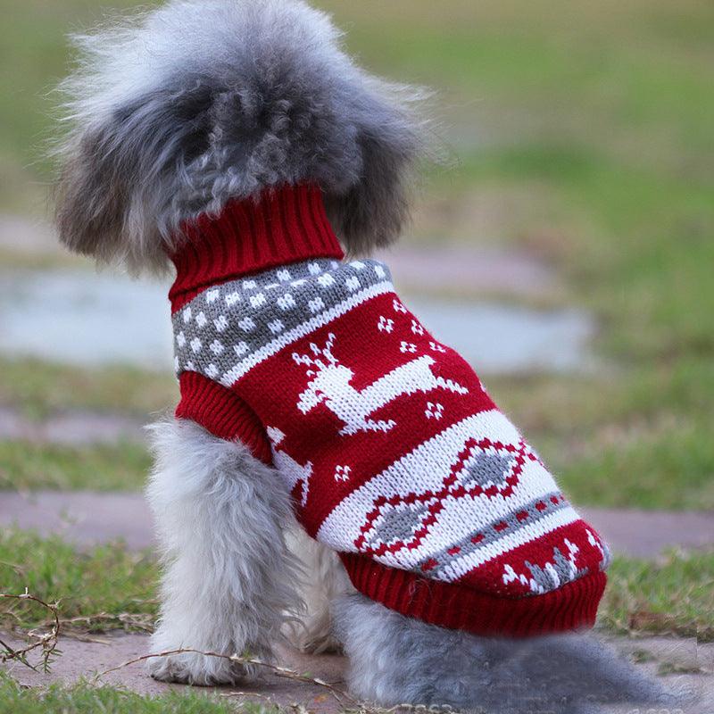 Festive Reindeer Print Christmas Dog Sweater-4