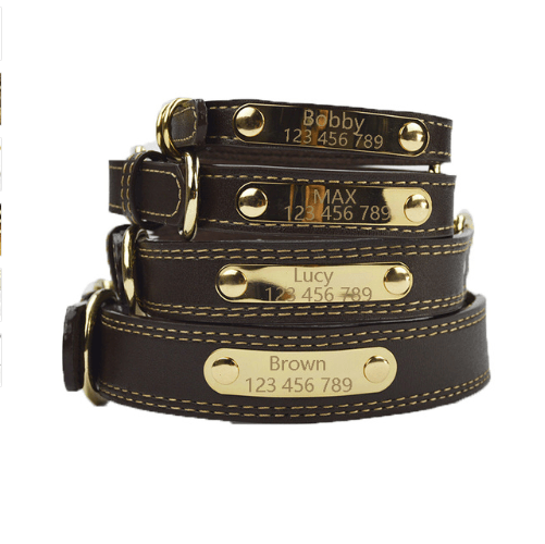 Personalized Pet Lettering Leather Dog Collar-4