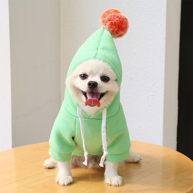 Luxury Green Fleece Dog Hoodie - Stylish Two-Legged Outfit For Autumn And Winter-2