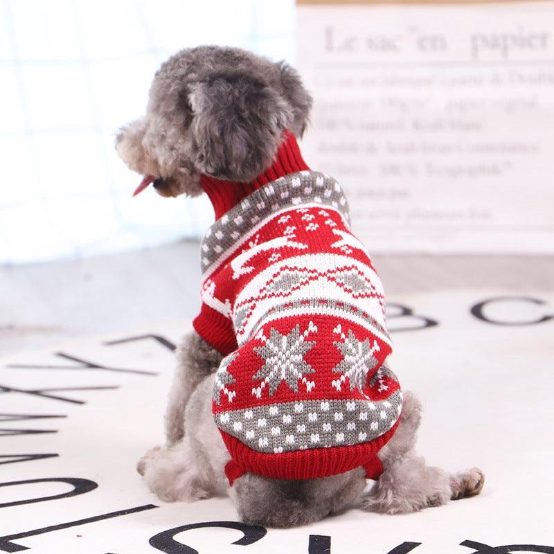 Festive Reindeer Print Christmas Dog Sweater-0