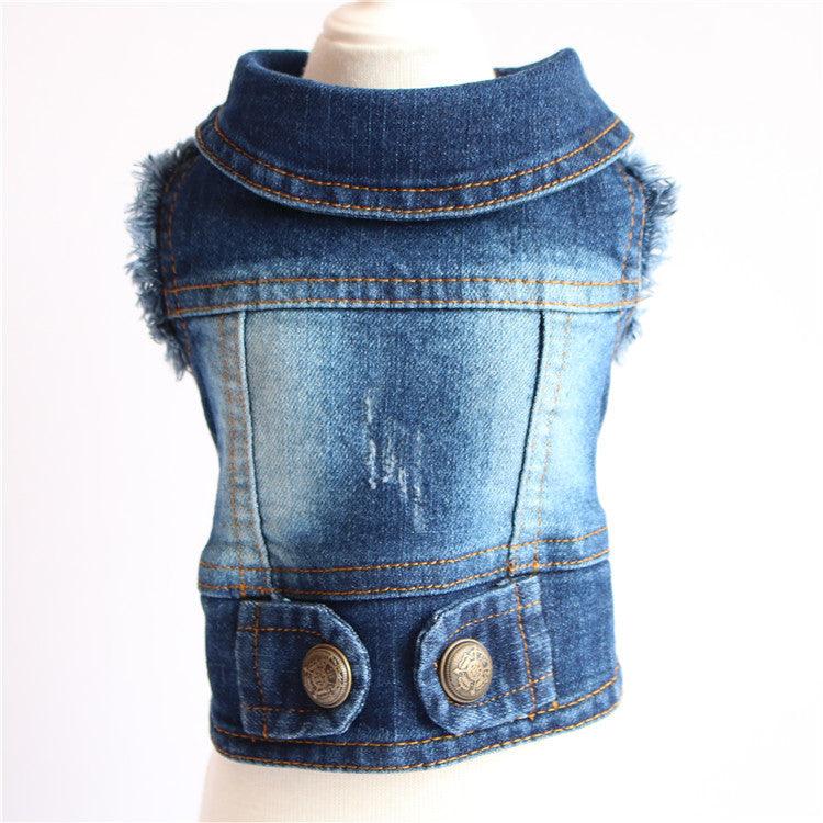 Stylish Denim Dog Jacket: Trendy Pet Fashion For Small Dogs-1