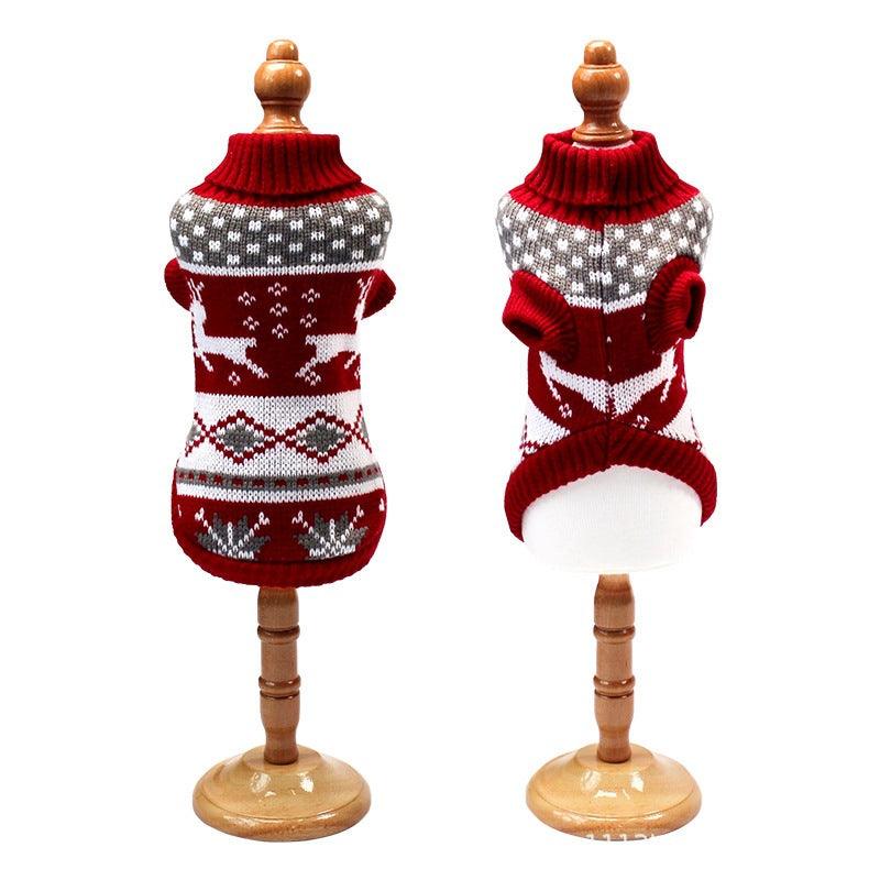 Festive Reindeer Print Christmas Dog Sweater-1