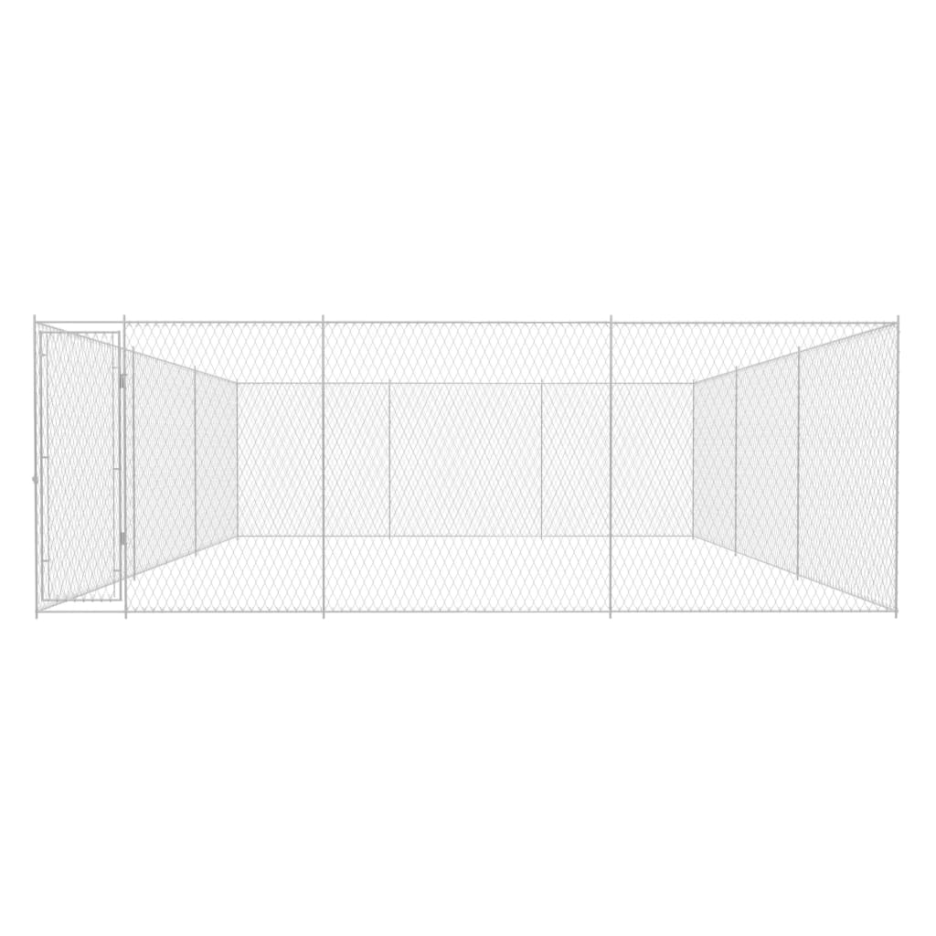 vidaXL Outdoor Dog Kennel Large Dog Crate Dog Cage Playpen Galvanized Steel-2