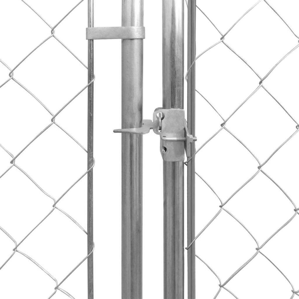 vidaXL Outdoor Dog Kennel Large Dog Crate Dog Cage Playpen Galvanized Steel-4