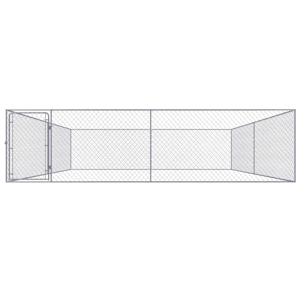 vidaXL Outdoor Dog Kennel Large Dog Crate Dog Cage Playpen Galvanized Steel-4