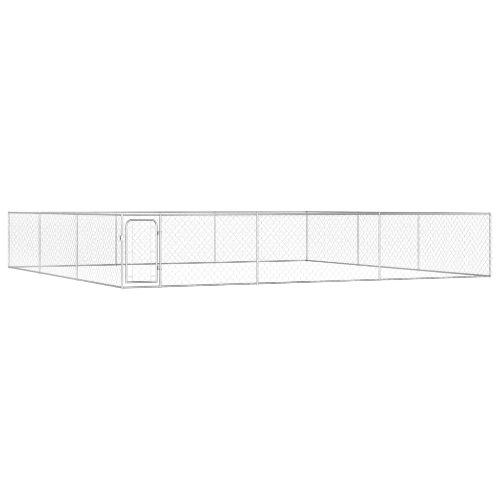 vidaXL Outdoor Dog Kennel Large Dog Crate Dog Cage Playpen Galvanized Steel-1