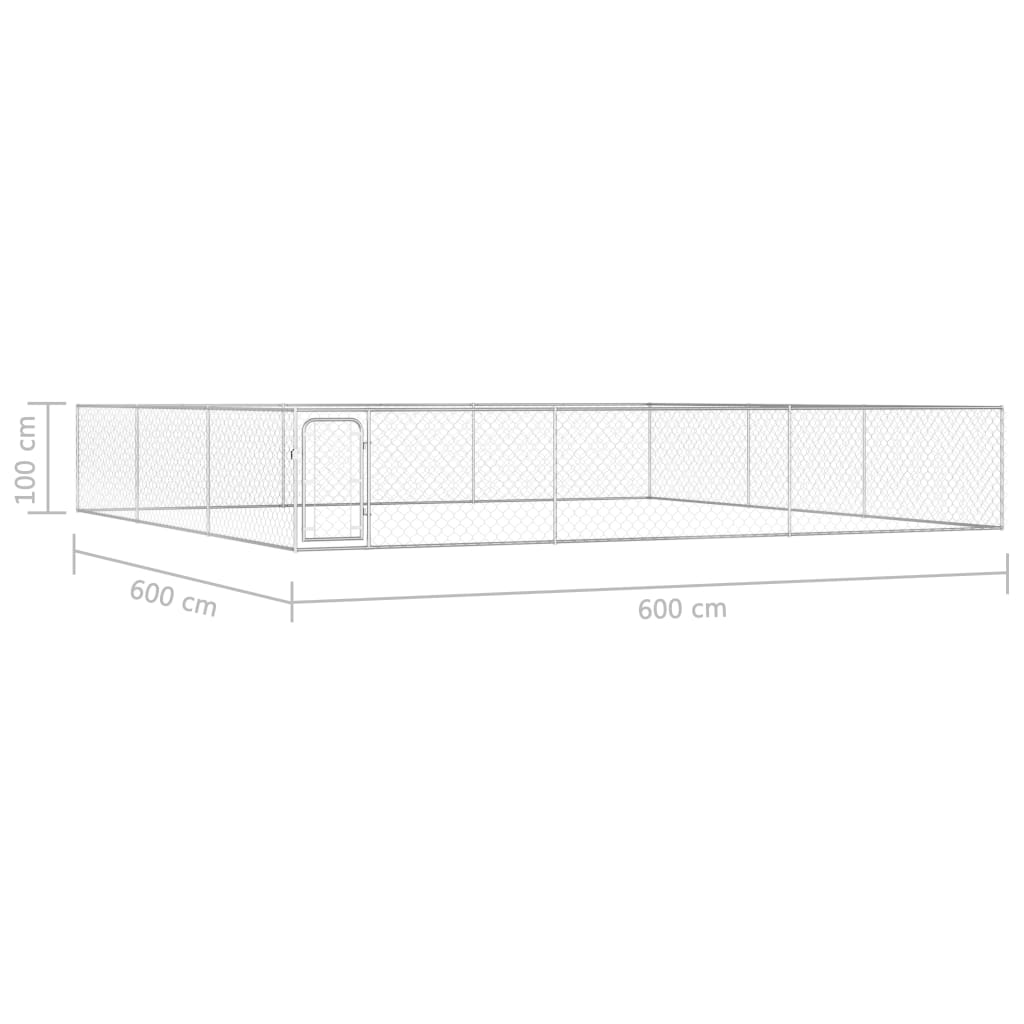 vidaXL Outdoor Dog Kennel Large Dog Crate Dog Cage Playpen Galvanized Steel-3
