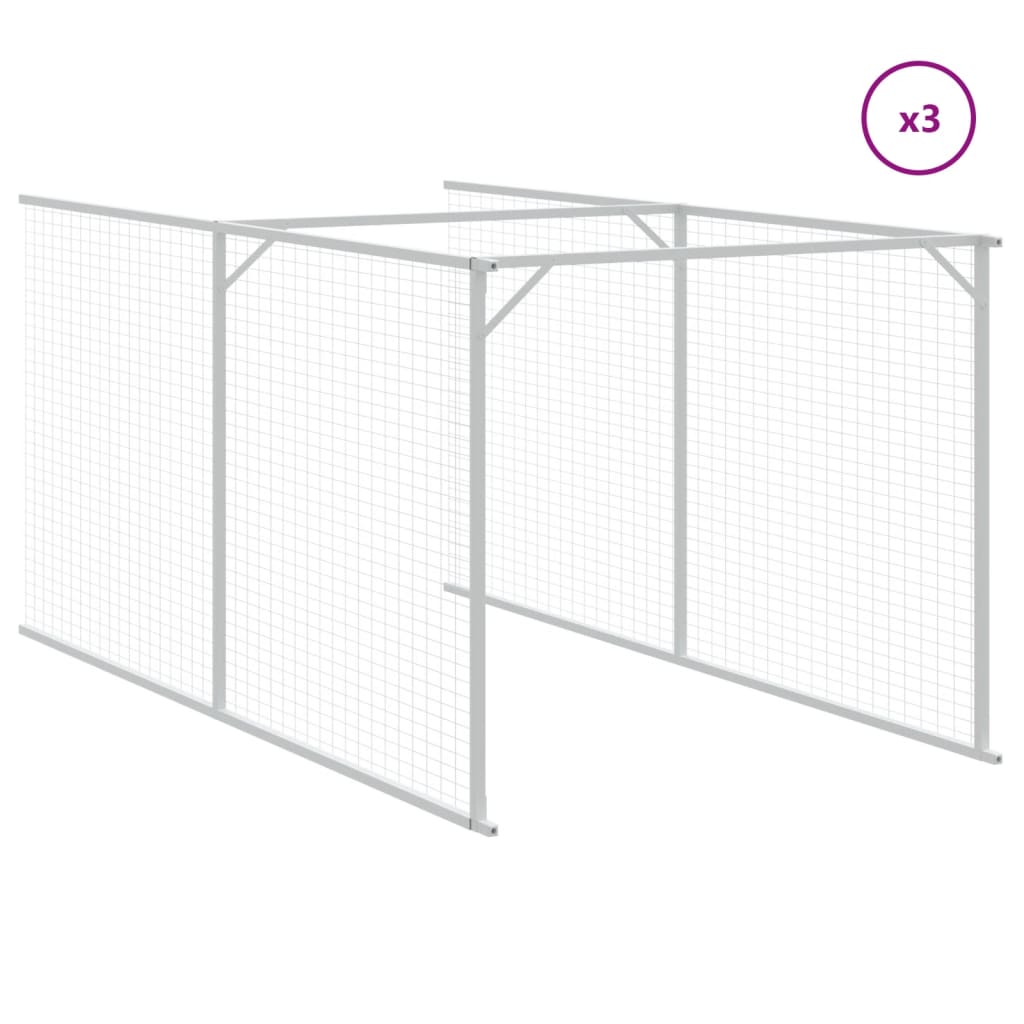 vidaXL Dog House with Run Outdoor Dog Kennel Animal House Galvanized Steel-3