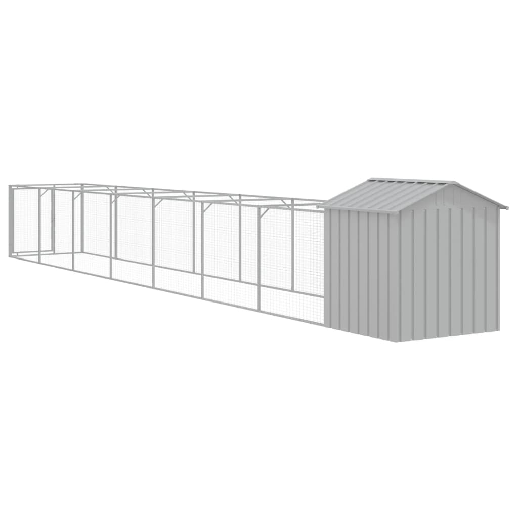 vidaXL Dog House with Run Outdoor Dog Kennel Animal House Galvanized Steel-2