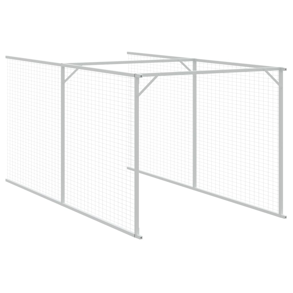 vidaXL Dog House with Run Outdoor Dog Kennel Animal House Galvanized Steel-4