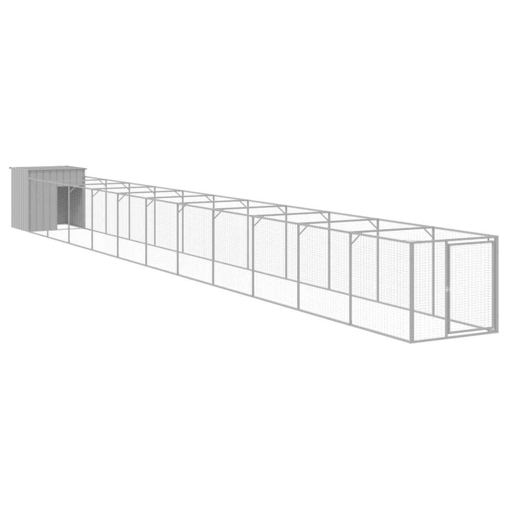 vidaXL Dog House with Run Outdoor Dog Kennel Cage Shelter Galvanized Steel-15