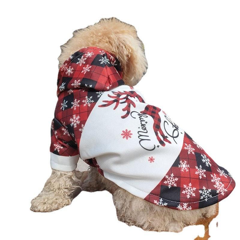 Festive Elk Print Christmas Dog Sweatshirt-1