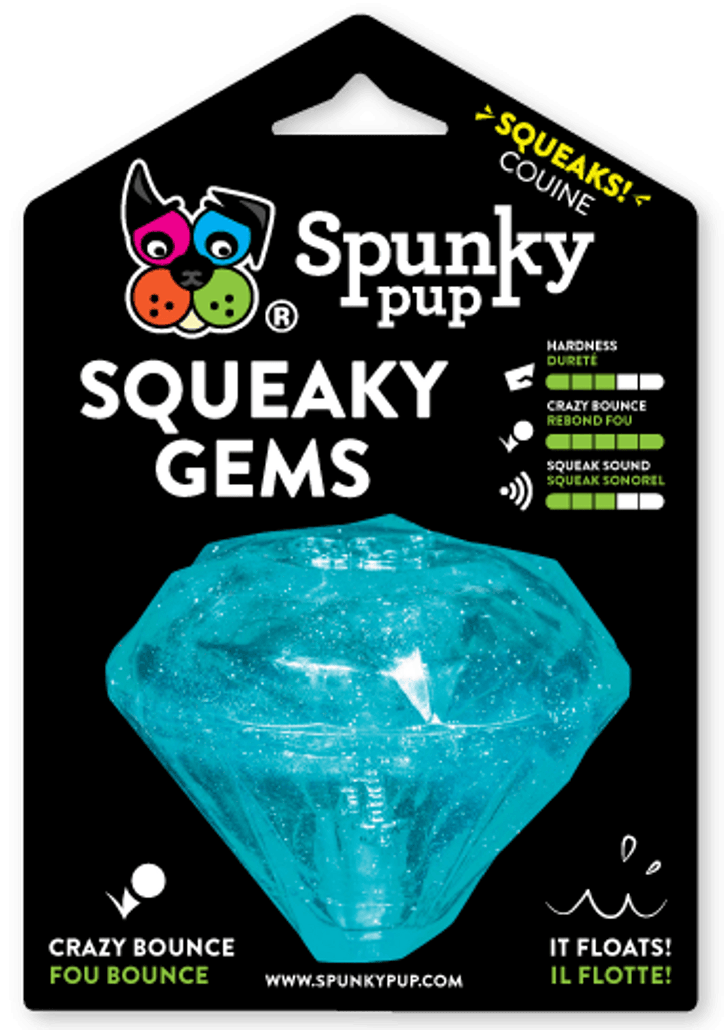 Spunky Pup Squeaky Gems Diamond Dog Toy - Floating & Dishwasher-Safe-2