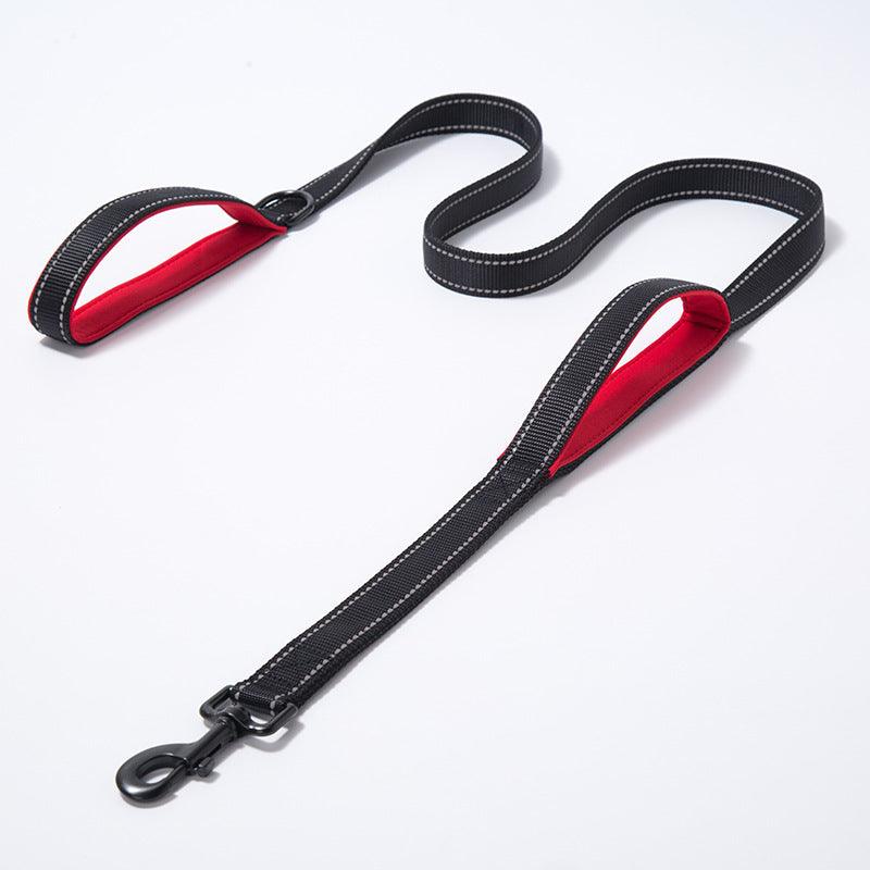 Reflective Nylon Double Thickened Dog Leash - Enhanced Visibility And Durability-2
