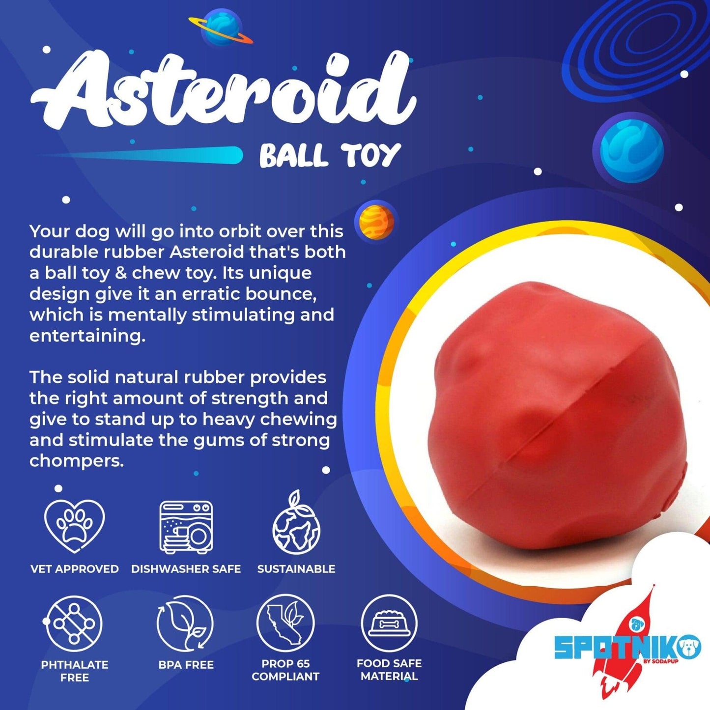 Asteroid Ultra Durable Rubber Chew Toy for Active Dogs-3