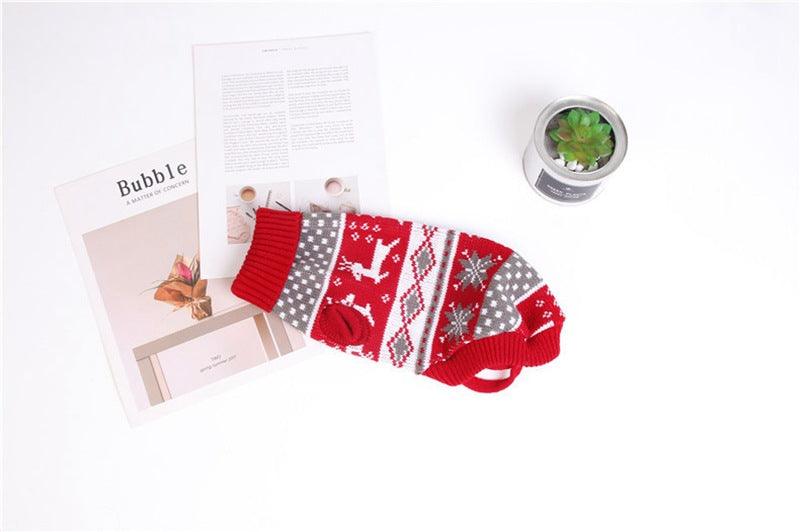 Festive Reindeer Print Christmas Dog Sweater-2