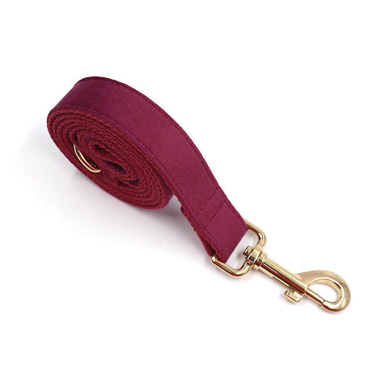 Luxurious Burgundy Velvet Pet Collar With Custom Engraving-4