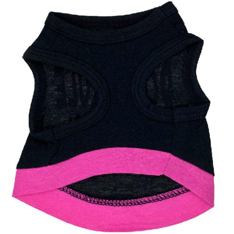 Black Printed Pink Letter Cotton Dog Vest-3