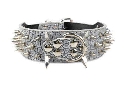 Black Spiked Leather Dog Collar For Large Breeds-2