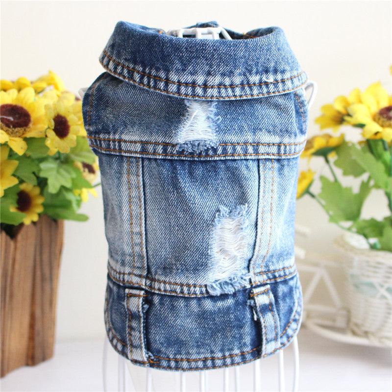 Stylish Denim Dog Jacket: Trendy Pet Fashion For Small Dogs-6
