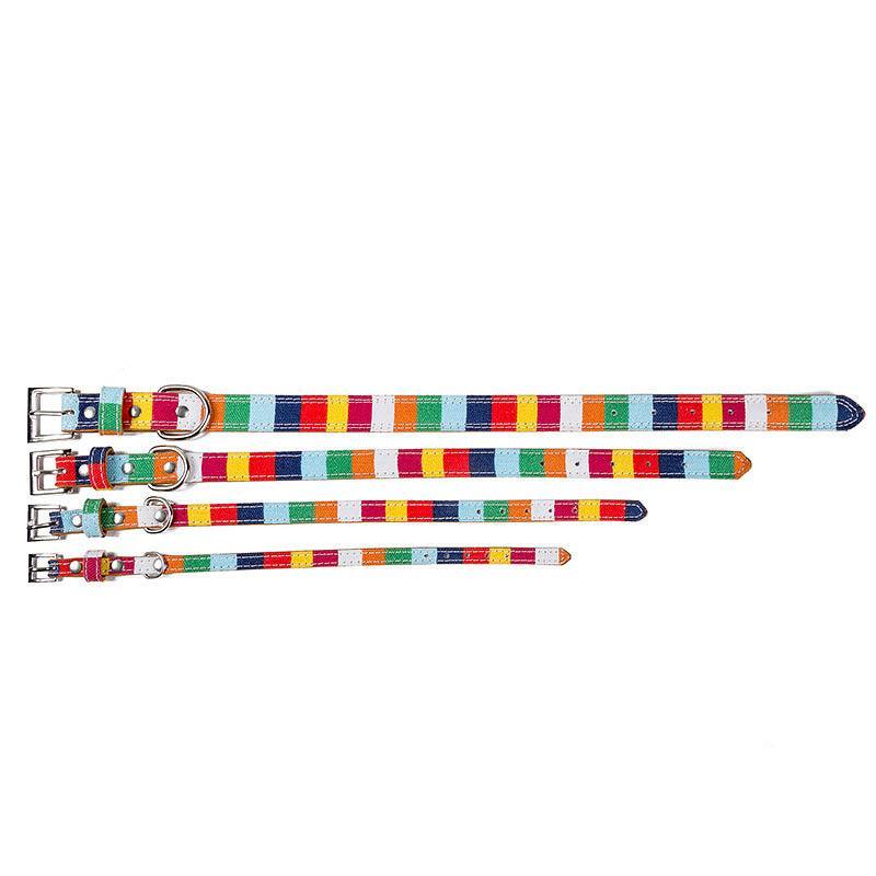 Colorful Rainbow Pu Leather Pet Dog Collar - Designer Collar For Big And Small Dogs-2