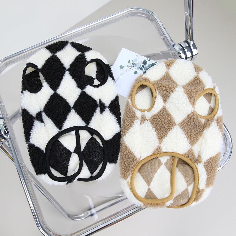 Cozy Checkerboard Plush Pet Vest - Warm Cotton Jacket For Cats And Dogs-3