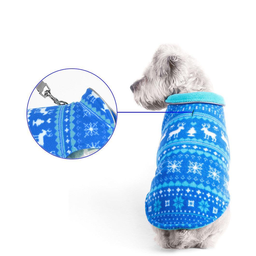 Cozy Christmas Printed Polar Fleece Double-Sided Dog Jacket-3