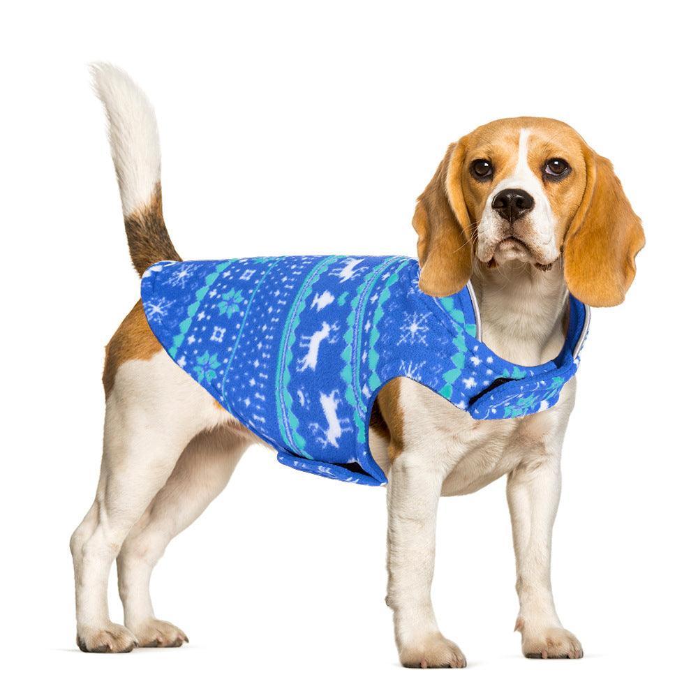 Cozy Christmas Printed Polar Fleece Double-Sided Dog Jacket-1