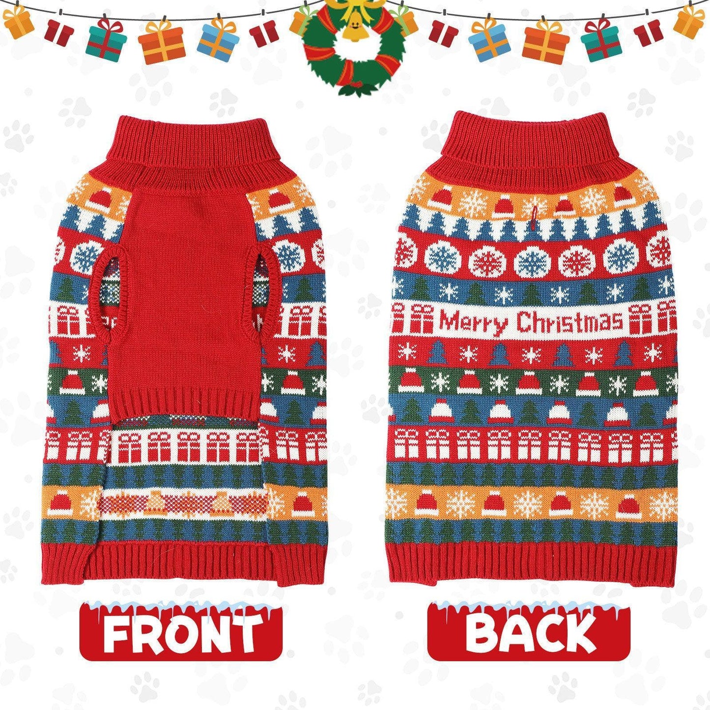 Cozy Festive Red Pet Sweater For Autumn & Christmas-4