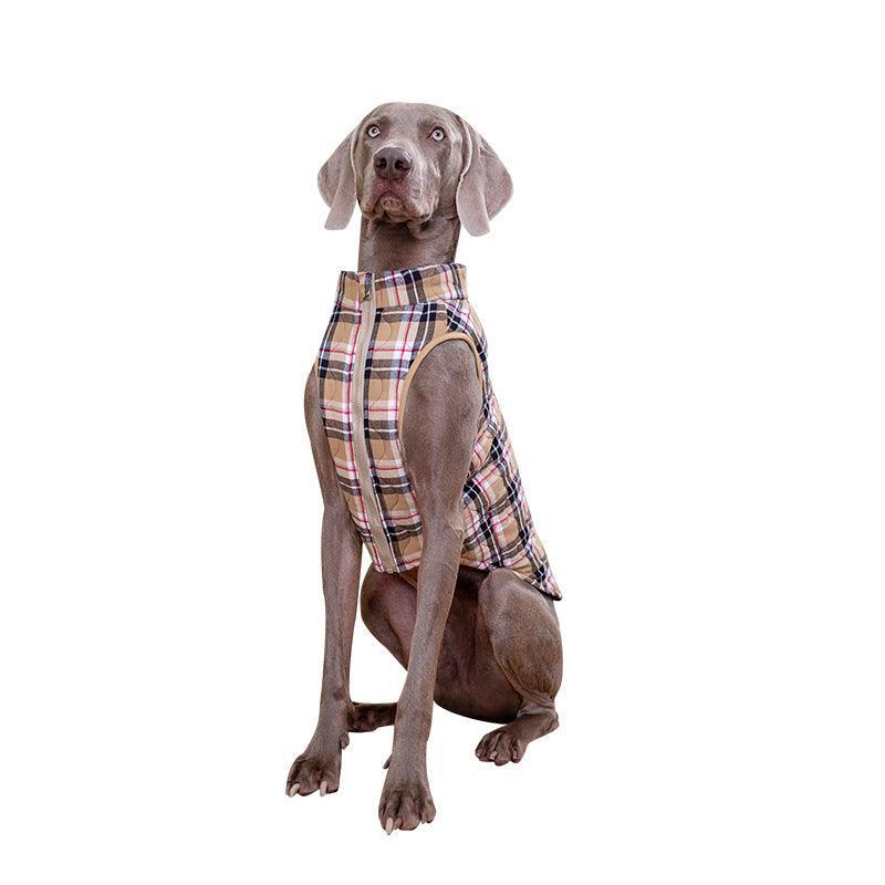 Cozy Plaid Zipper Down Jacket For Winter Pets-4