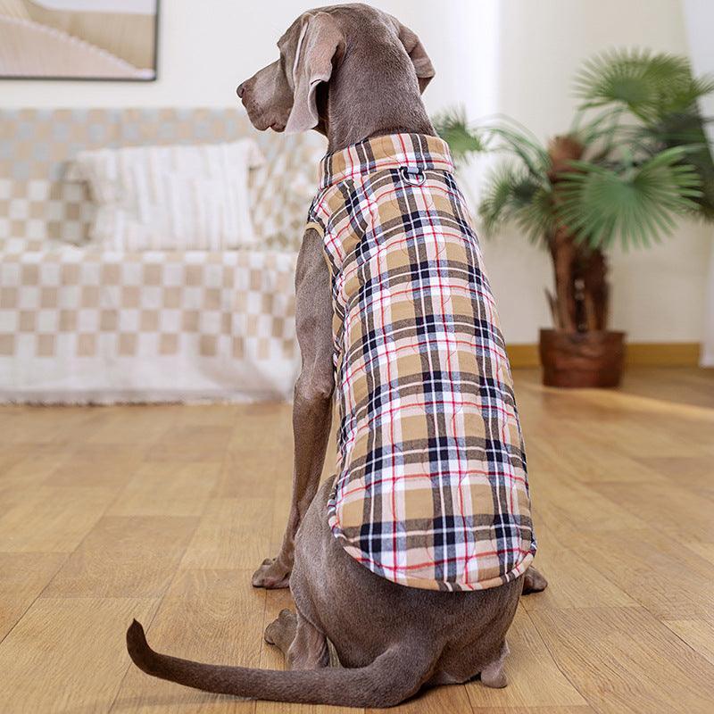 Cozy Plaid Zipper Down Jacket For Winter Pets-1