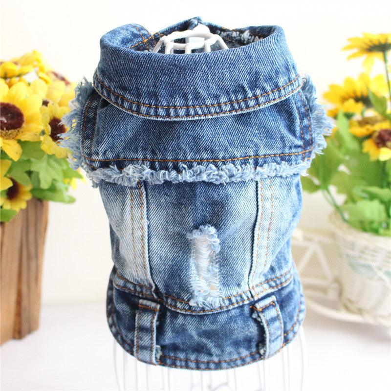 Stylish Denim Dog Jacket: Trendy Pet Fashion For Small Dogs-2