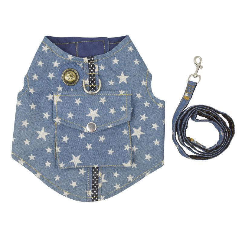 Denim Starry Sky Pet Vest Harness-3