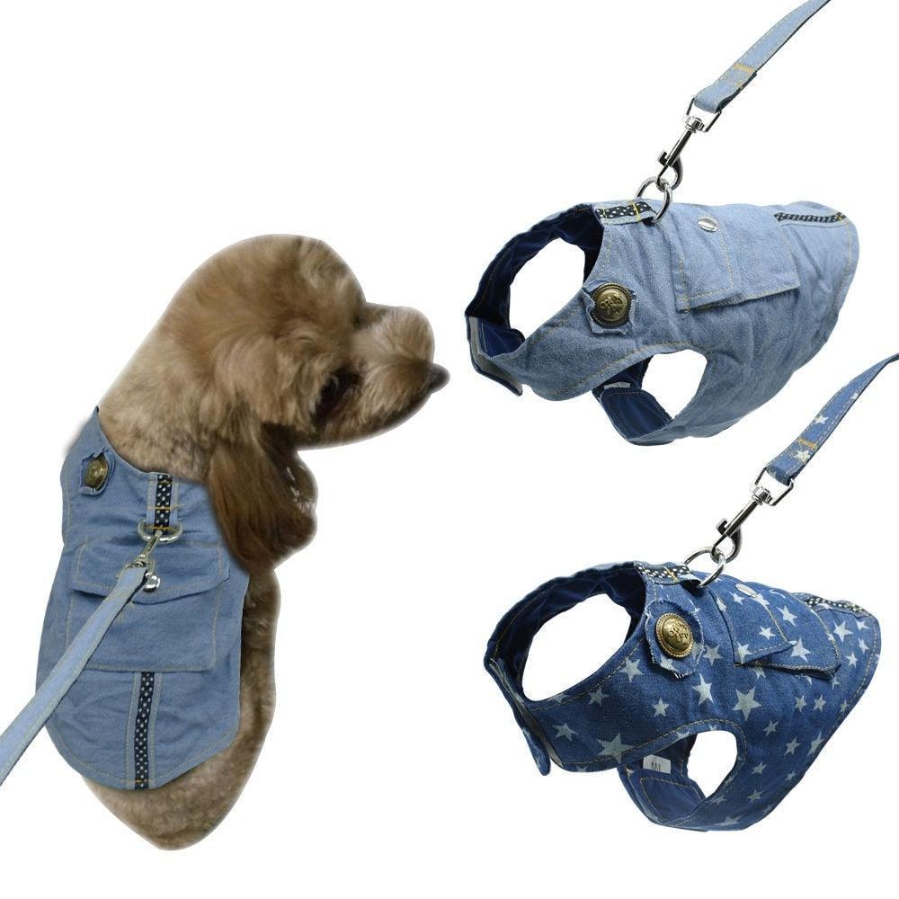 Denim Starry Sky Pet Vest Harness-0