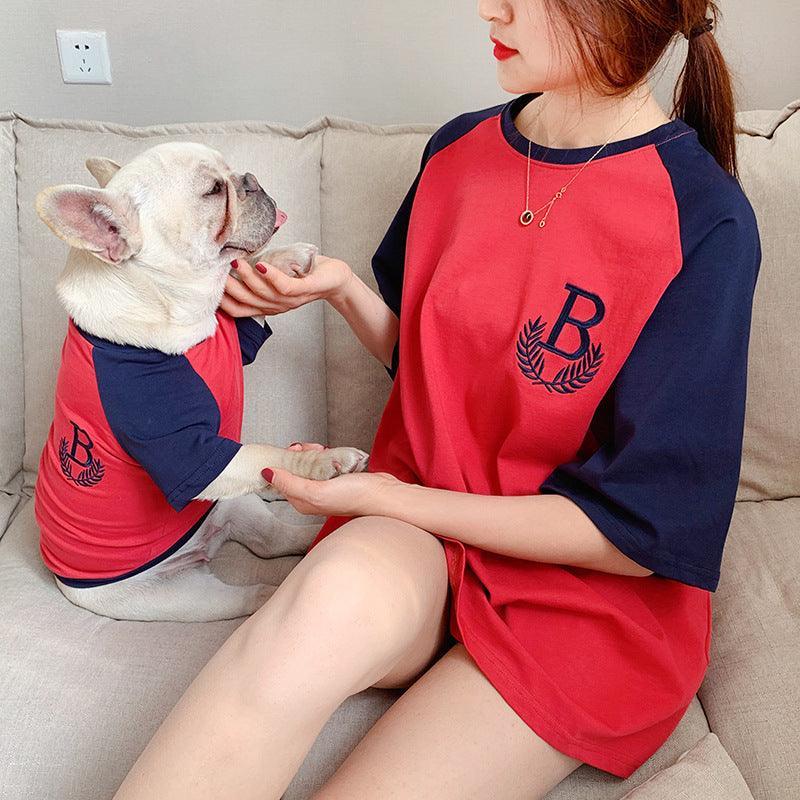 Double Yarn Stretch Dog Clothing Short Sleeve Parent-Child Set-5