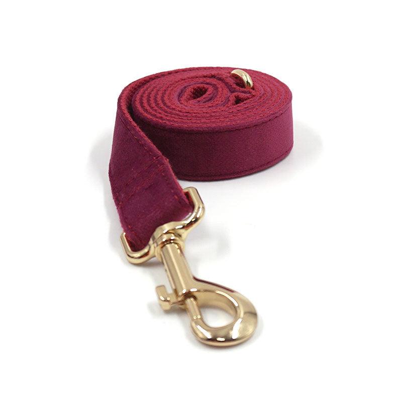 Luxurious Burgundy Velvet Pet Collar With Custom Engraving-5